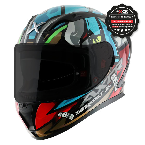 Axor Axor helmet street full face - bobby gloss black blue - xx-large